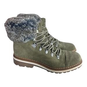 Sam Edelman Women’s Bowen Combat Green Suede Boots Size-10